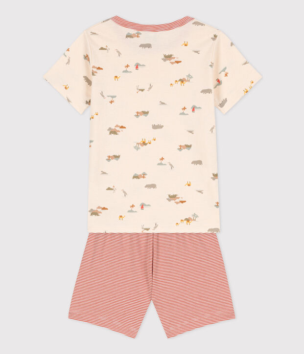 Children's Unisex Short Cotton Pyjamas Ecru/multicolor