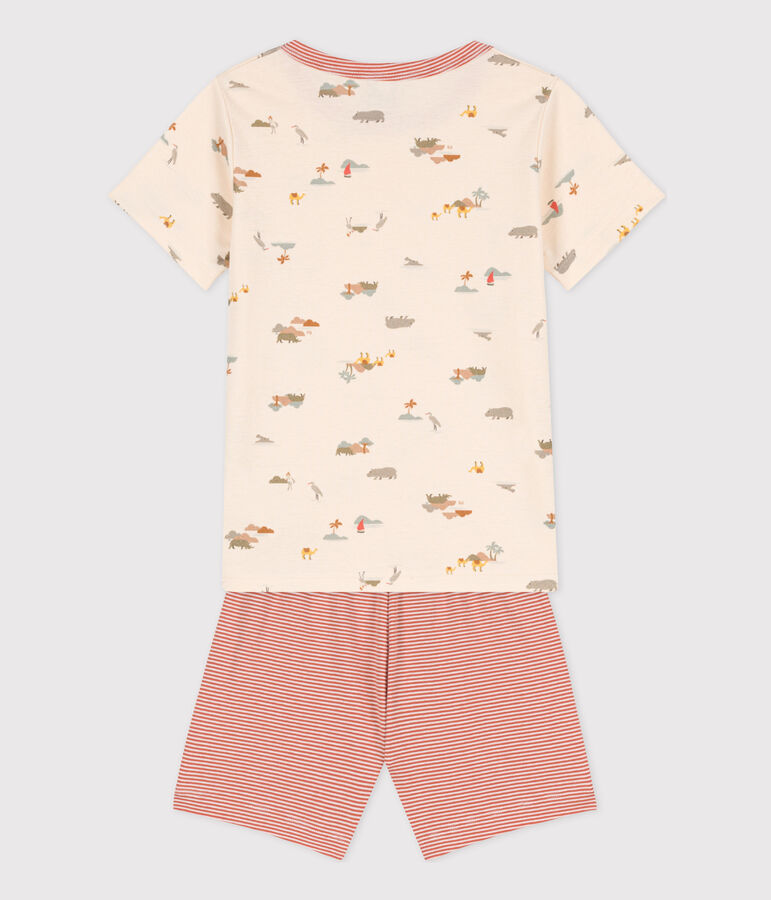 Children's Unisex Short Cotton Pyjamas Ecru/multicolor
