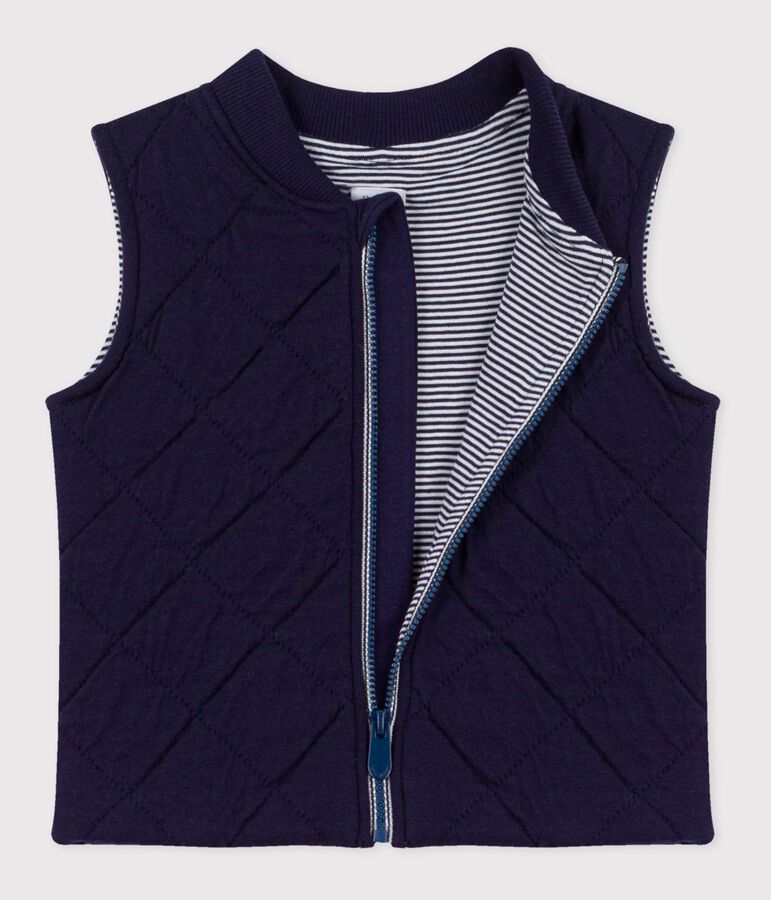 Babies' sleeveless quilted cotton puffer jacket blue