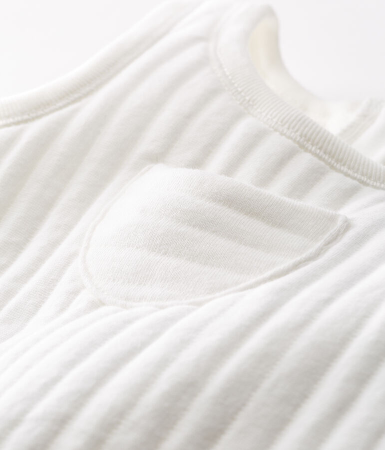 Baby Boys' Long Quilted Tube-Knit Dungarees white