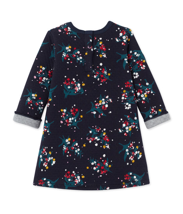 Baby girl's printed double knit dress blue/multicolor
