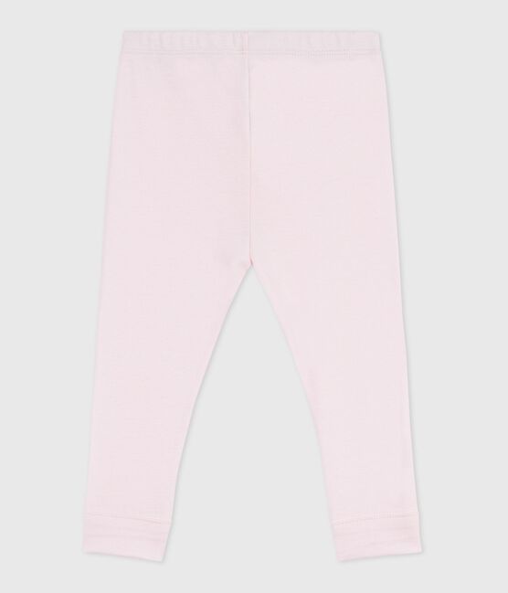 Babies' plain cotton leggings BARELY pink