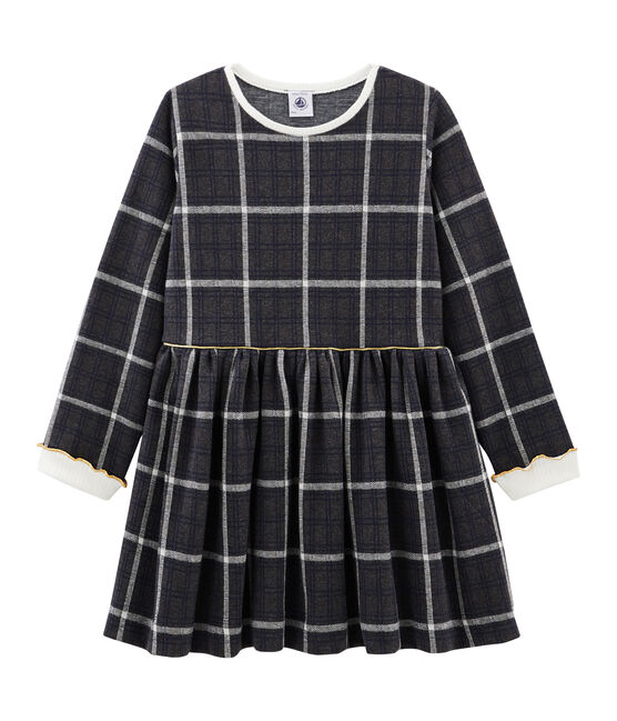 Girls' Checked Knit Dress CITY black/MULTICO white
