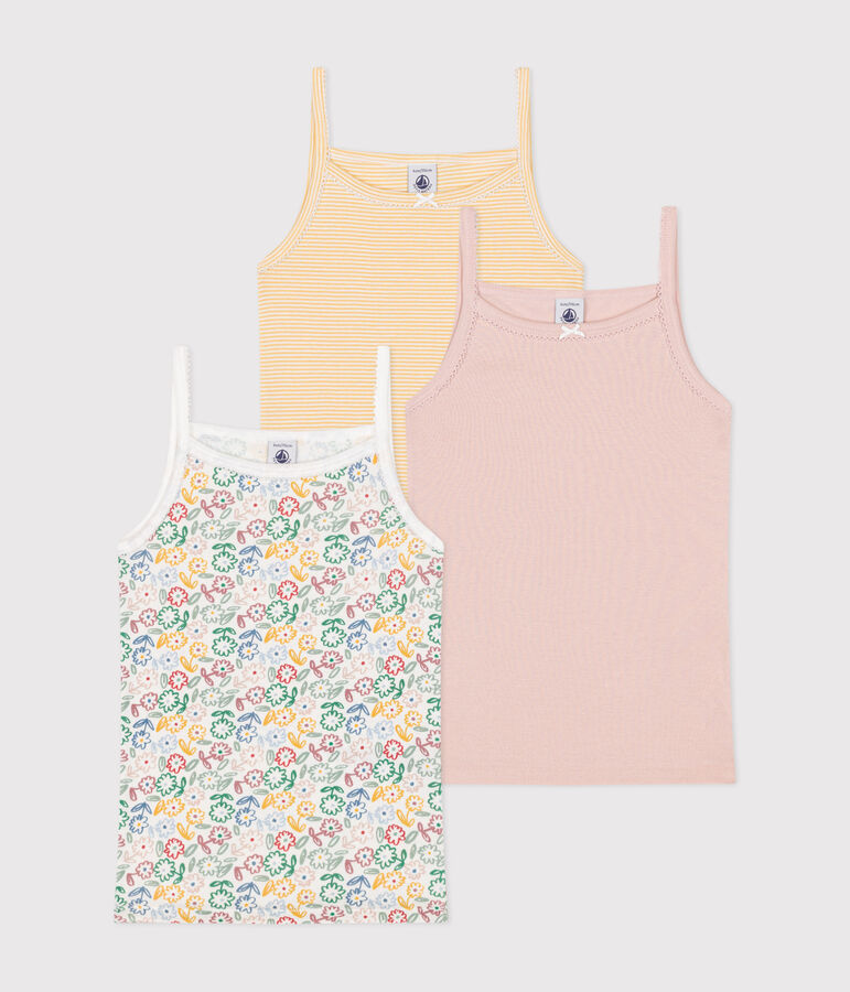 Children's cotton vests with fine straps - 3-Pack multicolor