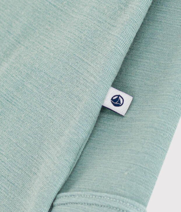 Babies' Long Cotton/Wool Bodysuit green