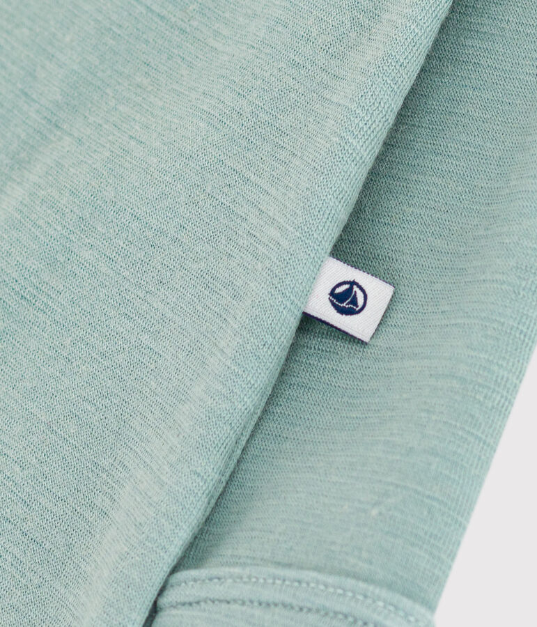 Babies' Long Cotton/Wool Bodysuit green