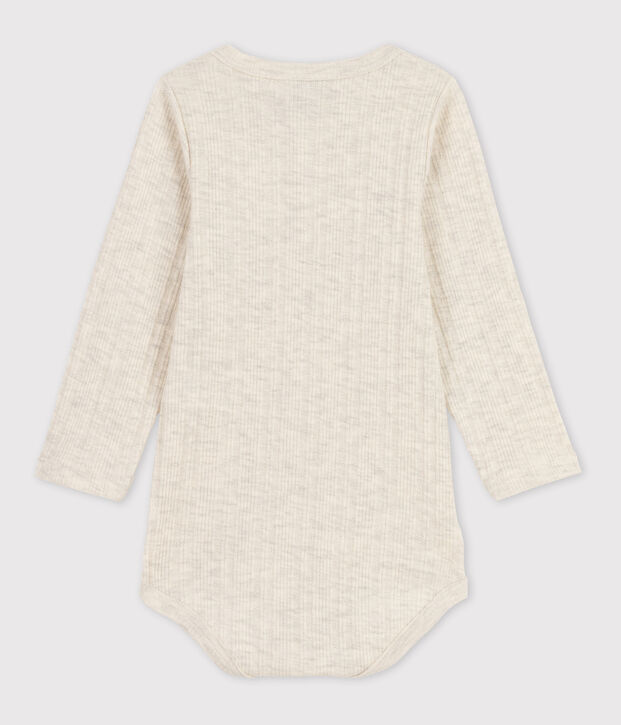 Babies' Long-Sleeved Cotton Henley Bodysuit MONTELIMAR CHINE
