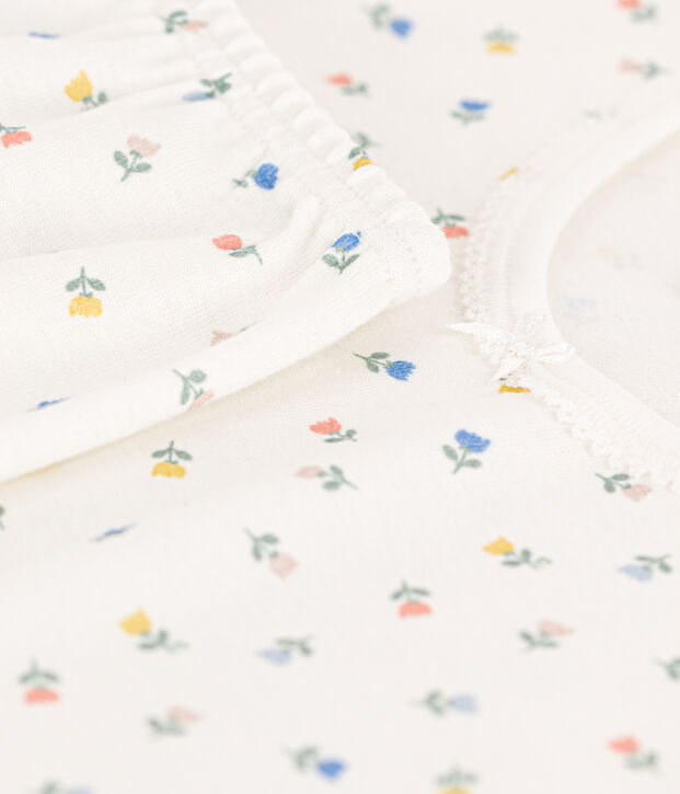 Girls' Snugfit Short Cotton Pyjamas white/multicolor