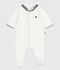 Babies' velour pyjama suit with a sailor collar white