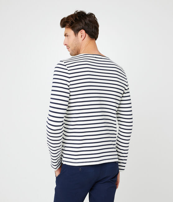 Men's iconic stripy breton top COQUILLE beige/SMOKING blue