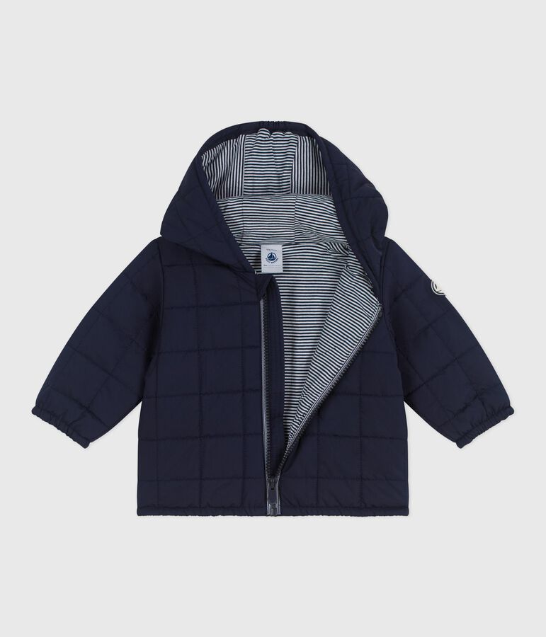 Babies' puffer jacket in plain polyester blue