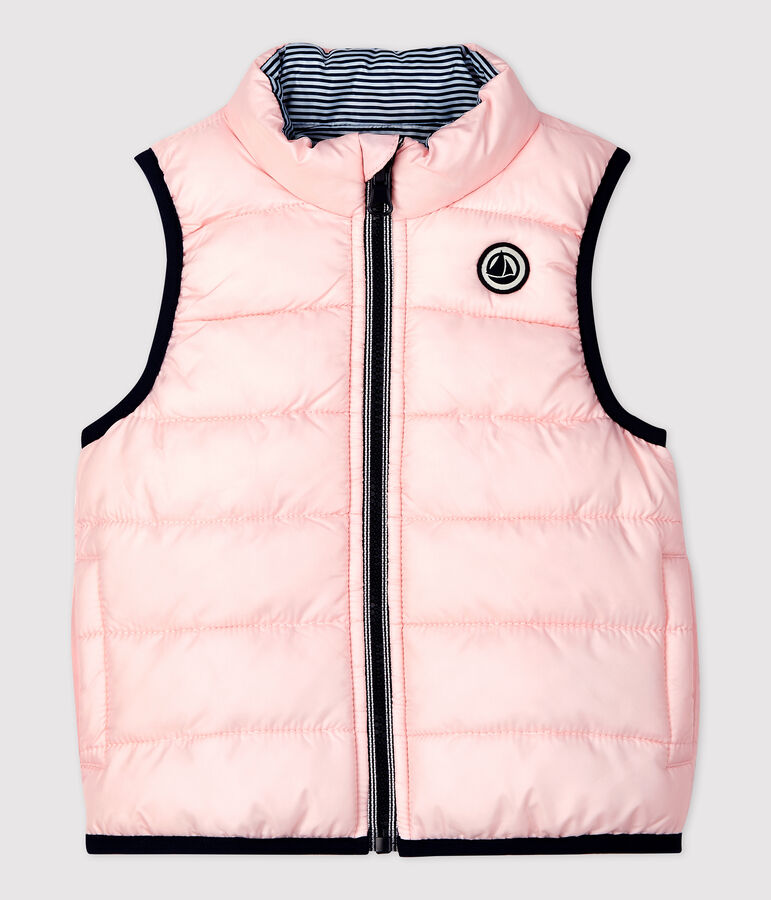 Babies' Reversible Sleeveless Polyester Down Jacket pink