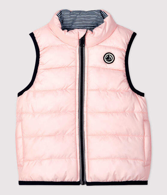 Babies' Reversible Sleeveless Polyester Down Jacket MINOIS pink