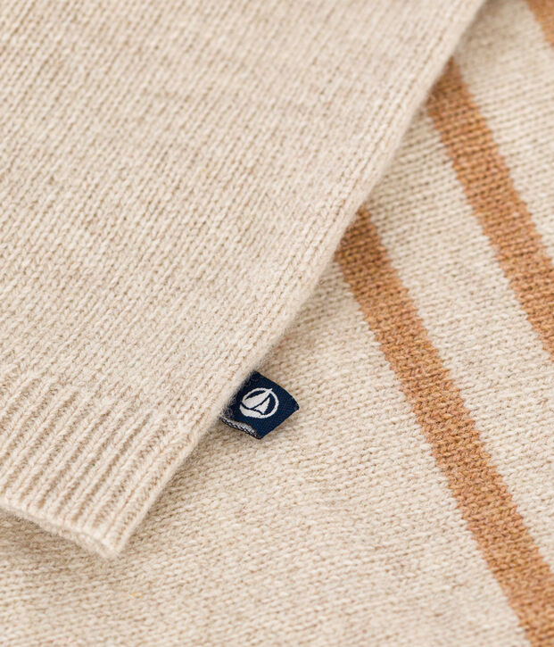 Knitted cardigan containing wool Ecru/brown