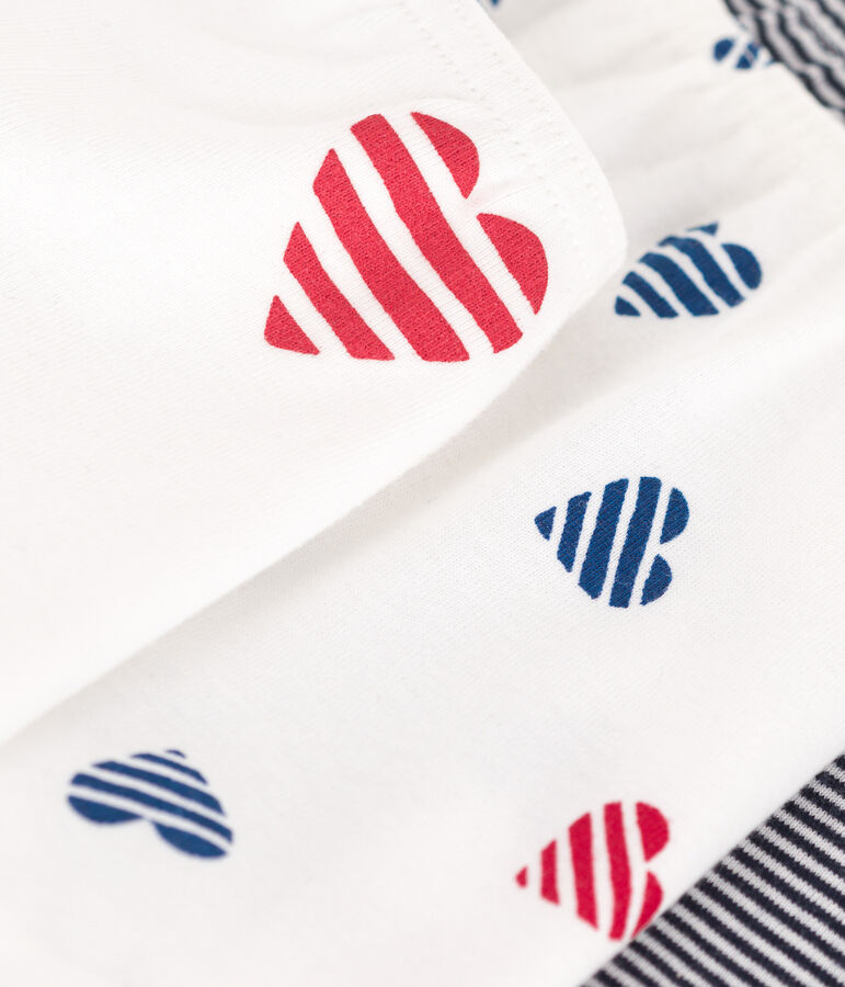 Children's long heart-print cotton shorties - 3-Pack multicolor