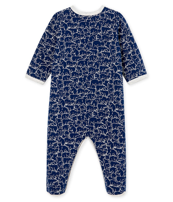 Baby Boys' Fleece Sleepsuit MAJOR blue/MARSHMALLOW white