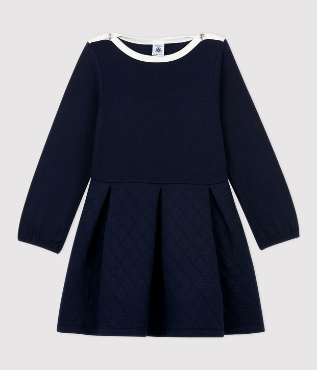 Girls' Long-Sleeved Cotton and Tube Knit Dress SMOKING