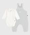 Babies' dungarees in plain cotton with stylish details CO2 /MARSHMALLOW