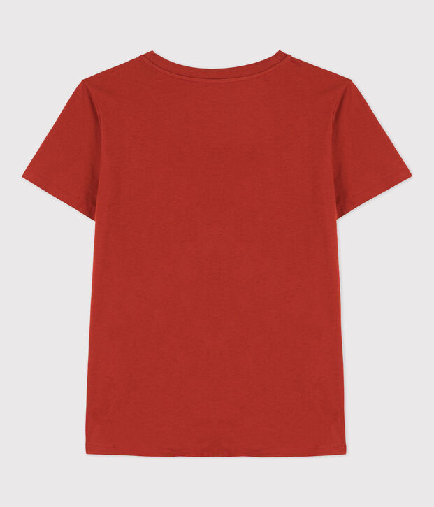Women's Straight Round-Neck Cotton T-Shirt red