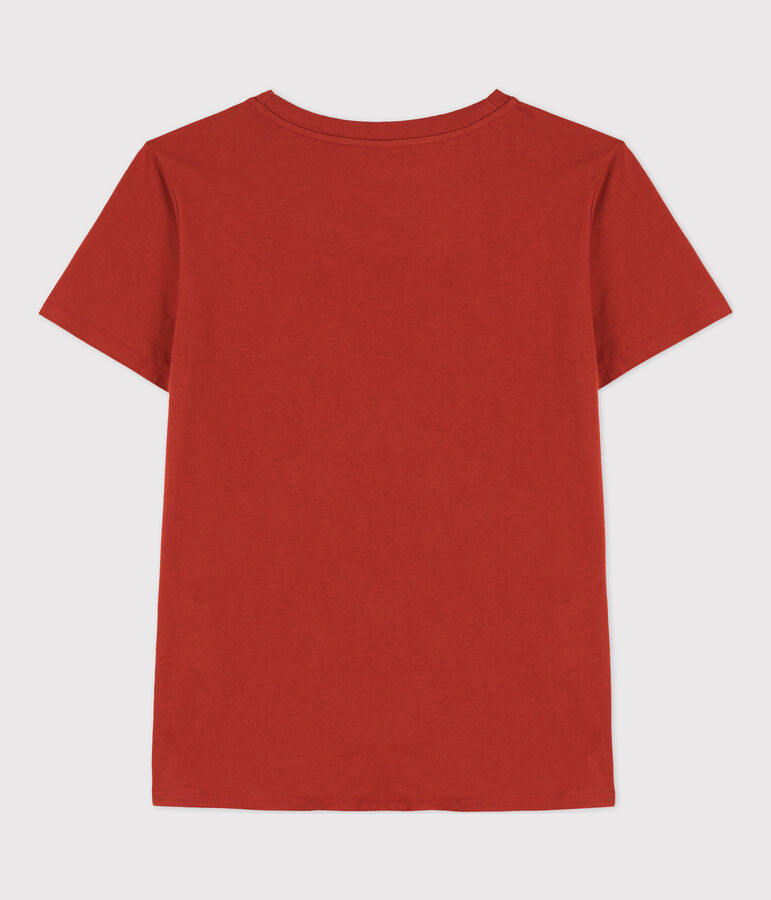 Women's Straight Round-Neck Cotton T-Shirt red