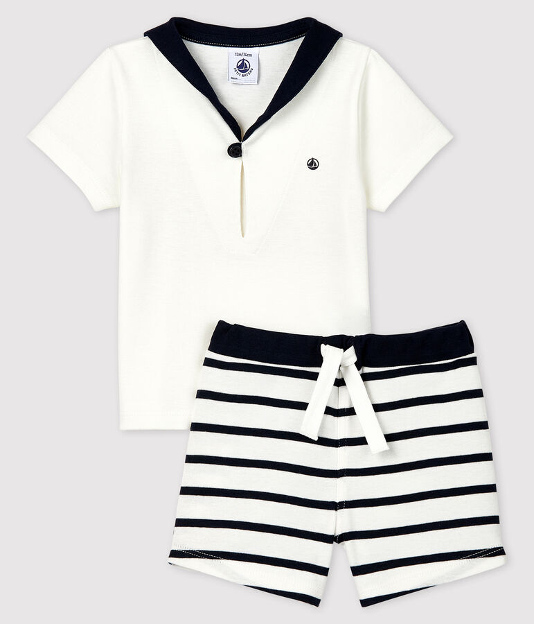 Baby Boys' Clothing - 2-Piece Set MARSHMALLOW white/SMOKING blue