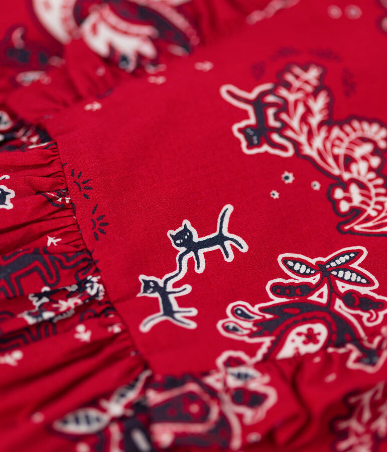 Girls' Short-Sleeved Poplin Dress red/multicolor