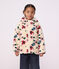 Children's hooded jacket in floral sherpa Ecru/multicolor