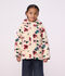 Children's hooded jacket in floral sherpa Ecru/multicolor