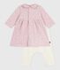 Babies' dress with a collar, printed with hearts and flowers, and leggings in cotton