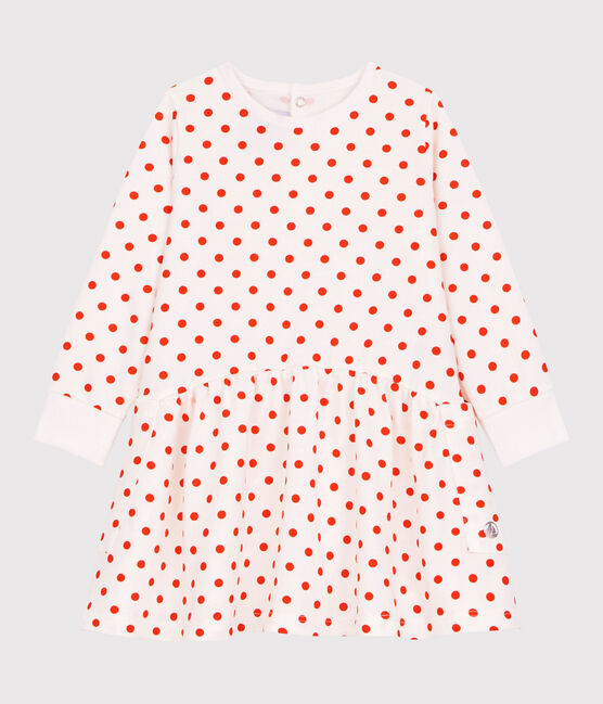 Babies' Fleece Dress MARSHMALLOW white/CAROTTE