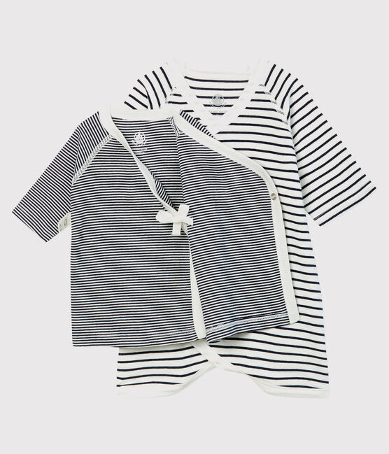 Babies' Stripy Organic Cotton Kimono Bodysuit and Undershirt Set variante 1