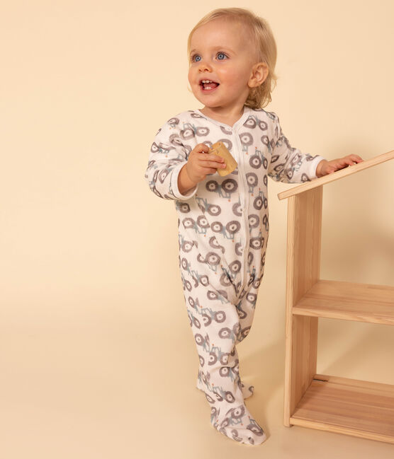 Babies' Velour Tractor Themed Pyjamas MARSHMALLOW white/MULTICO white