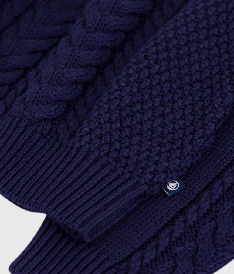 Children's plain cotton shawl-neck jumper SOIR blue