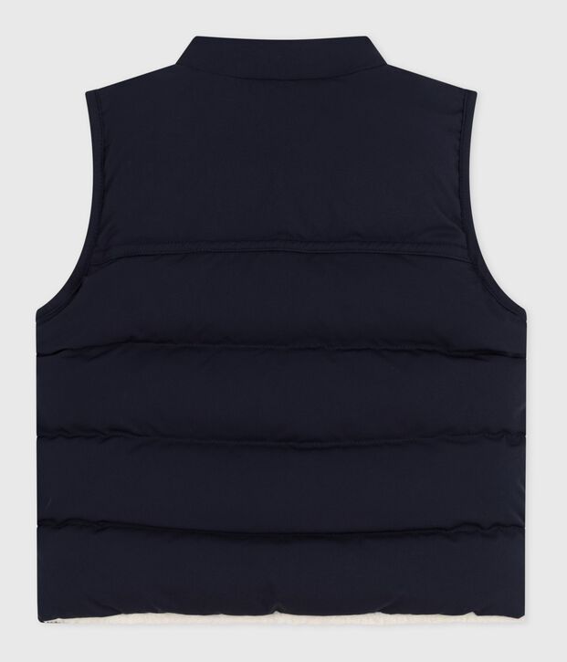 Baby's reversible sleeveless puffer jacket blue/ecru