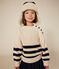 Girls' cotton jumper AVALANCHE white/SMOKING blue