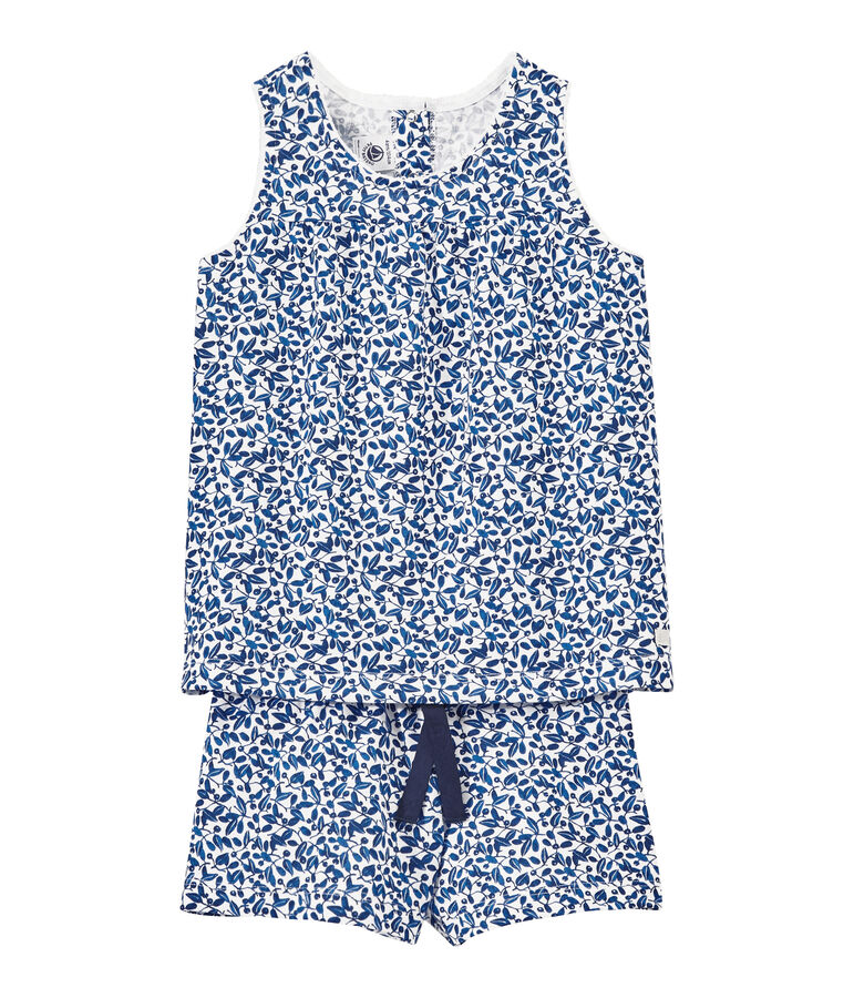 Girl's shortie pyjamas in print jersey white/multicolor