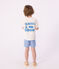 Children's stripy cotton swim shorts DELPHINIUM /MARSHMALLOW