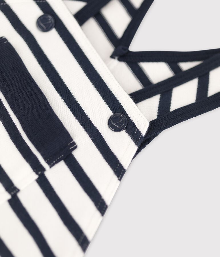 Babies' Organic Long Jersey Dungarees white/blue