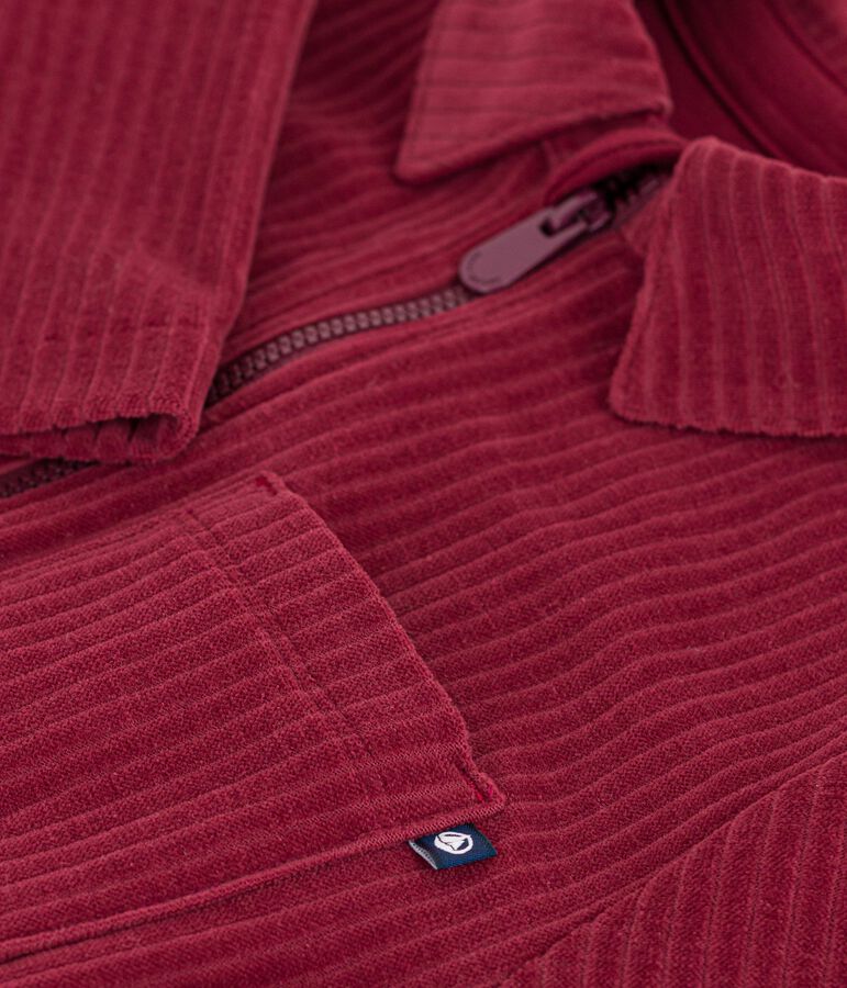 Children's long jumpsuit in plain terry velour red