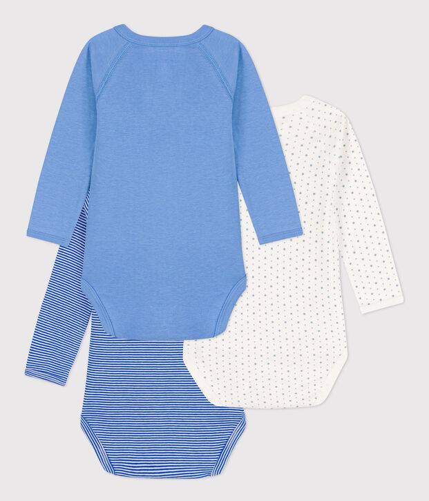 Long-Sleeved Wrapover Printed Cotton Bodysuits - Pack of 3 multicolor
