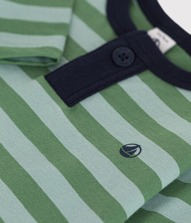 Babies' long-sleeved fine jersey T-shirt green/green