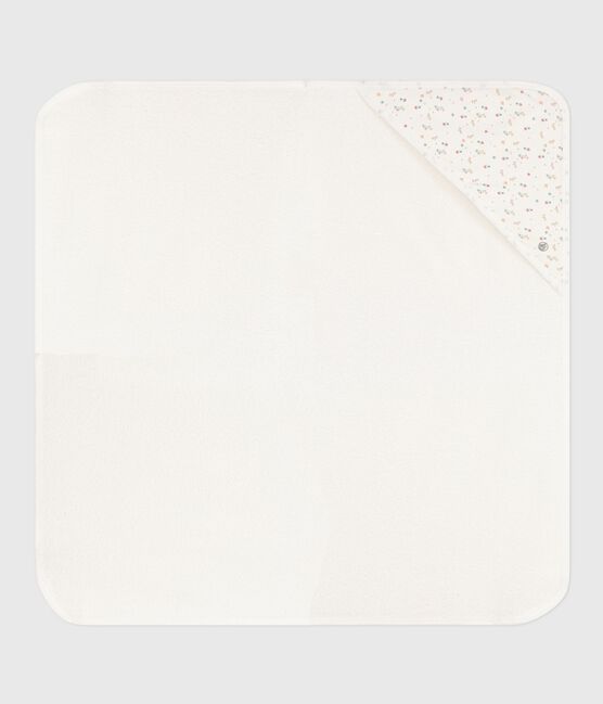 Babies' square cotton bath wrap MARSHMALLOW white/MULTICO white