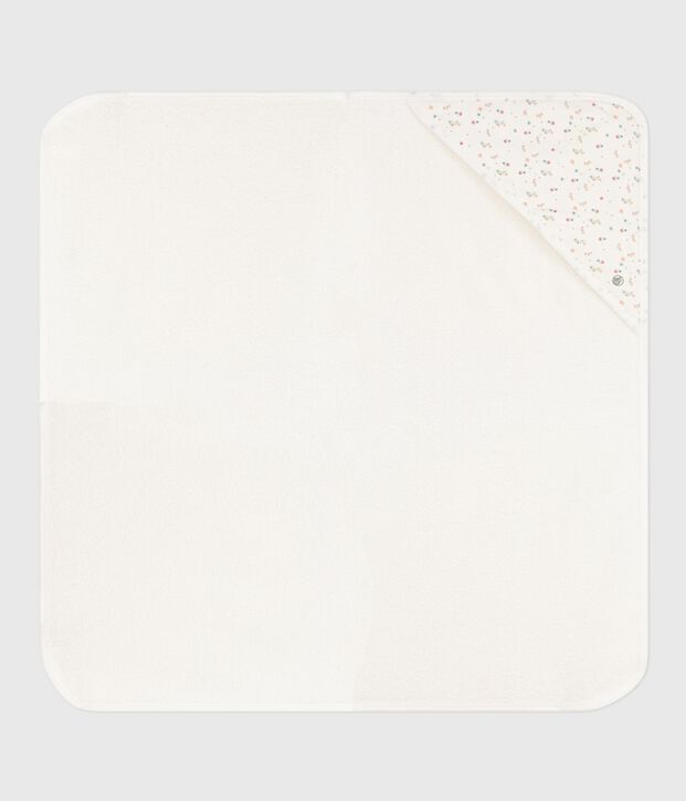 Babies' square cotton bath wrap white/multicolor