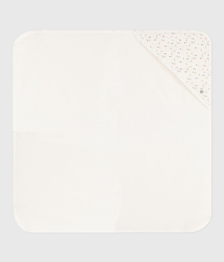 Babies' square cotton bath wrap white/multicolor