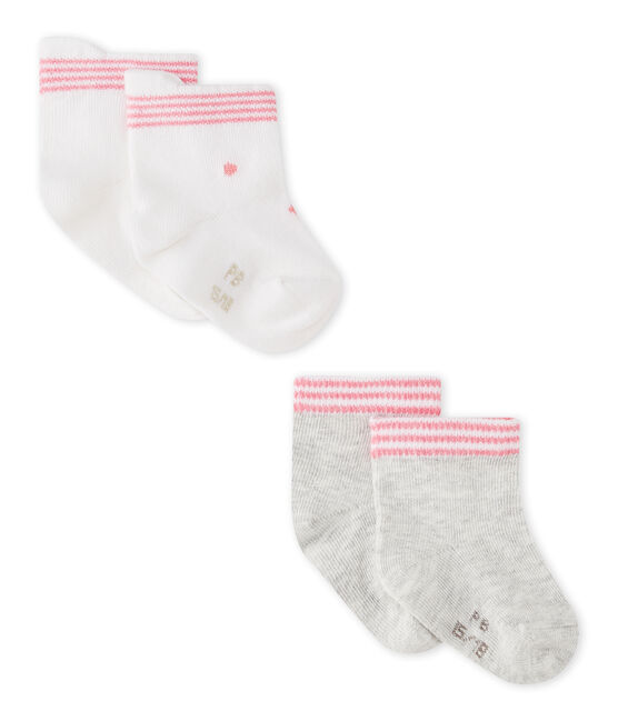 Set of 2 pairs of unisex baby's socks LOT white