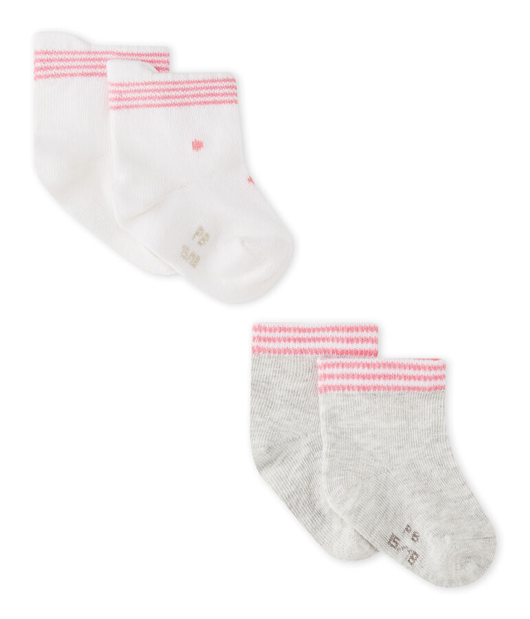 Set of 2 pairs of unisex baby's socks white