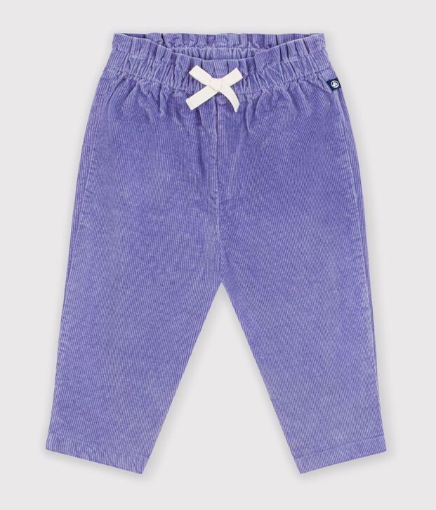 Babies' plain corduroy trousers purple