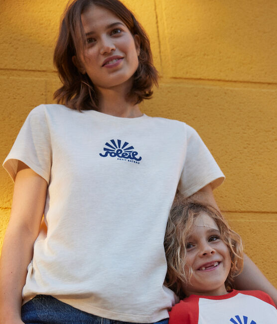 Women's The Straight Round-Neck Cotton T-Shirt AVALANCHE Ecru