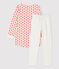 Girls' Graphic Floral Print Organic Cotton Nightdress MARSHMALLOW white/SPICY