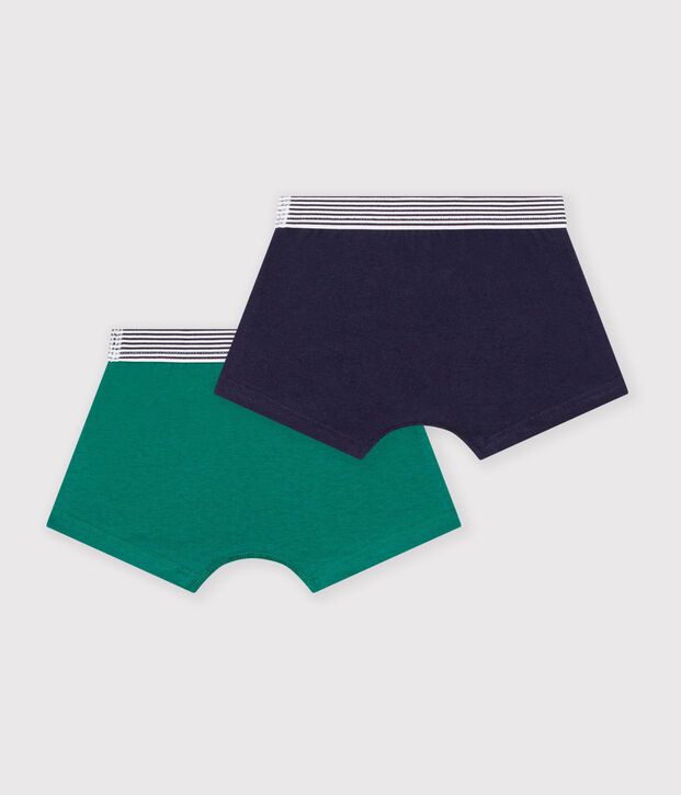 Pack of children's boxers in plain cotton and elastane multicolor